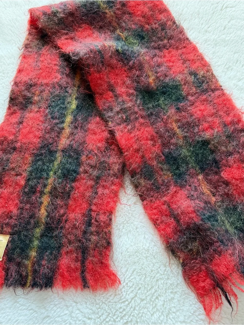 Vintage Craig-Na-Creidhe Mohair Tartan Scarf Made in Scotland Red Plaid